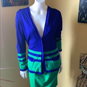 Cute hooded sweater! Royal blue and green.